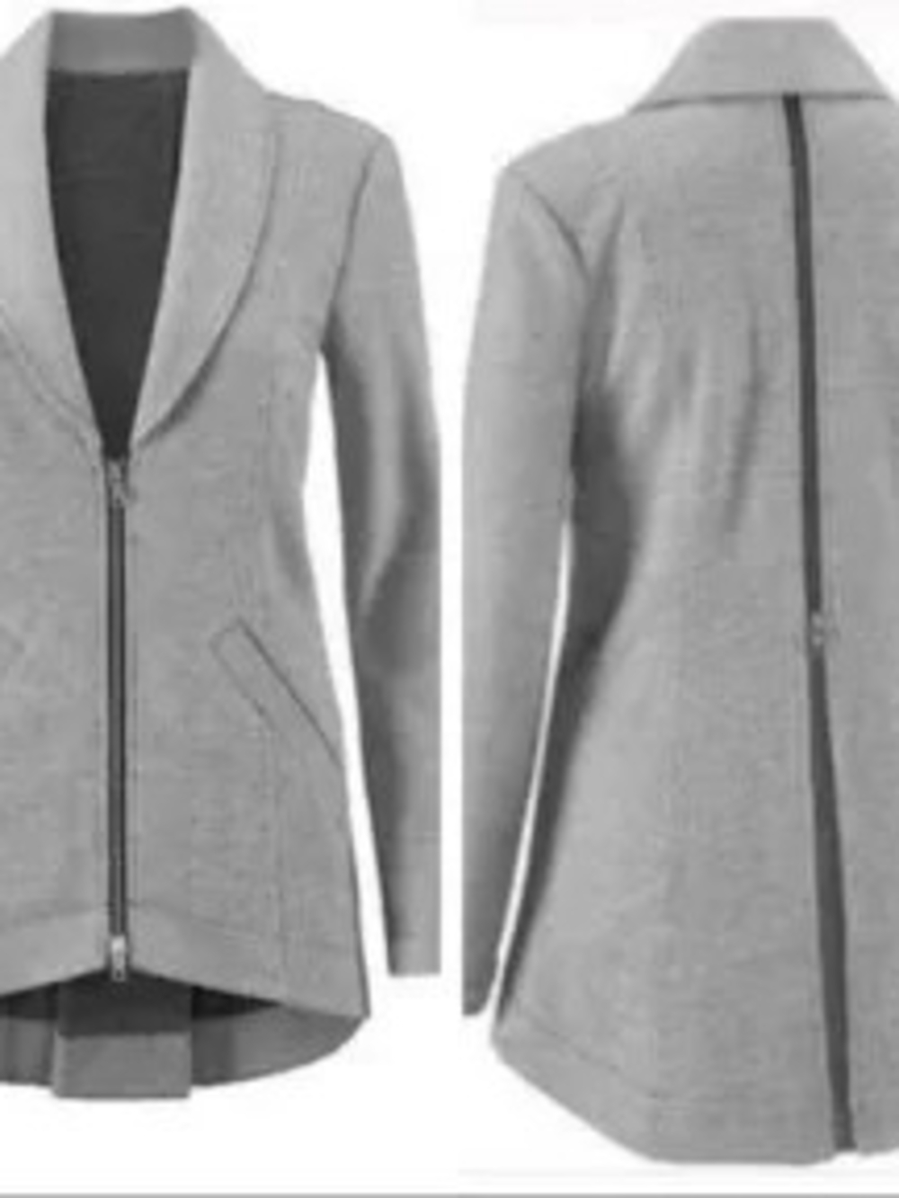 CAbi Gray Zip-Front Blazer with Rear Zip Detail